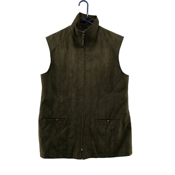 Vintage Gelco Womens Faux Suede Olive Green Jacket Vest Womens EU 42 US M/L - Picture 1 of 13
